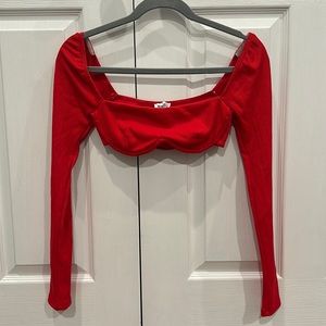 Princess Polly Red Long Sleeve Crop Top